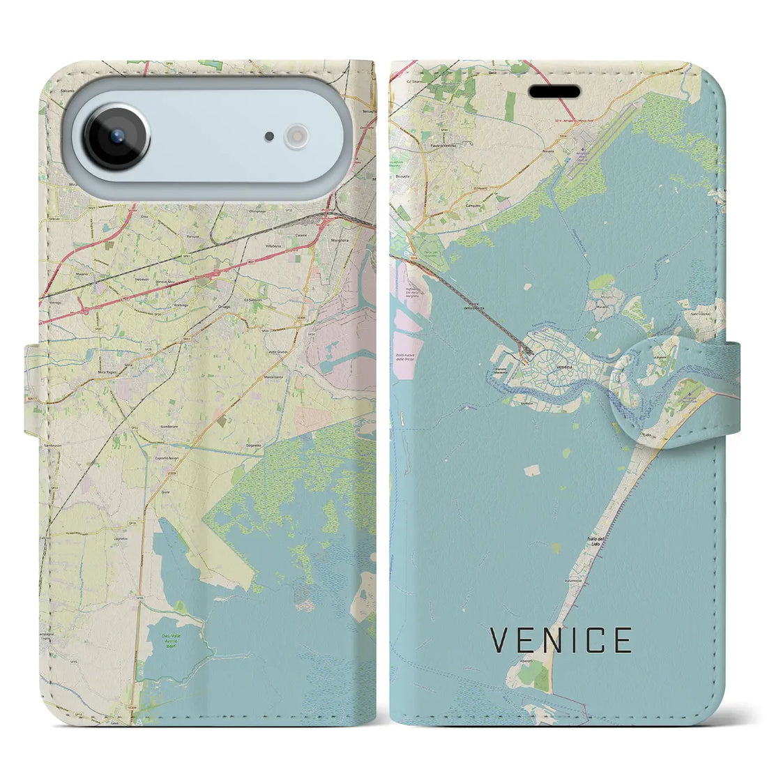 【ヴェネツィア（イタリア）】地図柄iPhoneケース（手帳タイプ）ナチュラル・iPhone 17 Pro Max 用