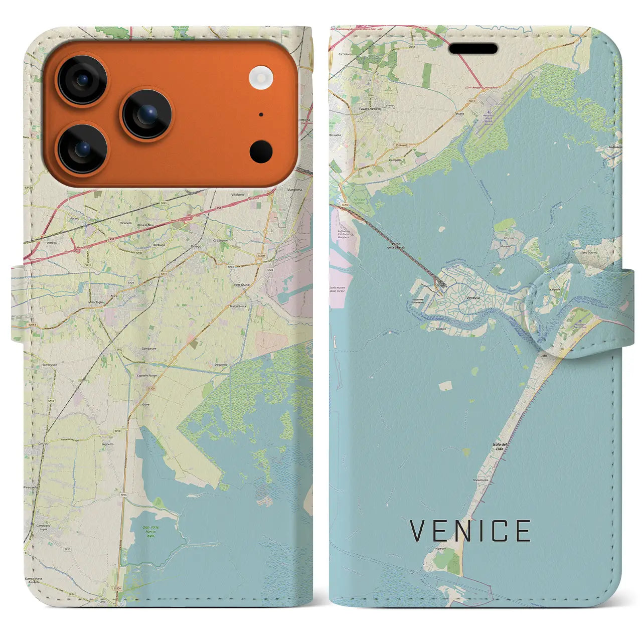 【ヴェネツィア（イタリア）】地図柄iPhoneケース（手帳タイプ）