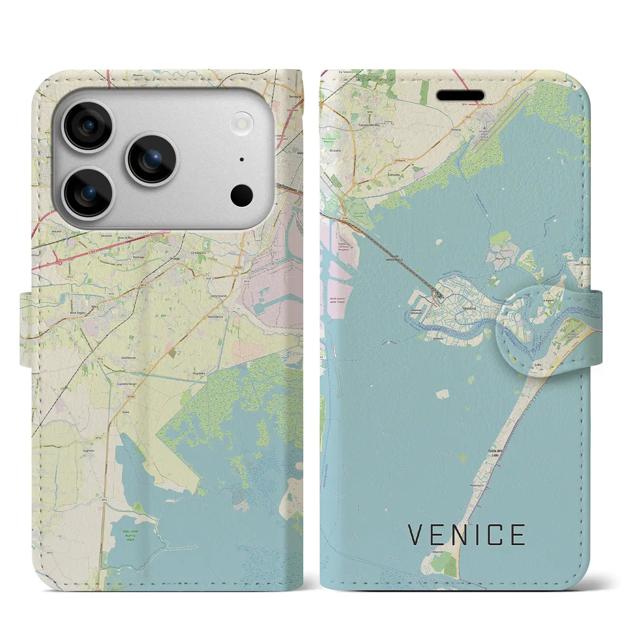 【ヴェネツィア（イタリア）】地図柄iPhoneケース（手帳タイプ）