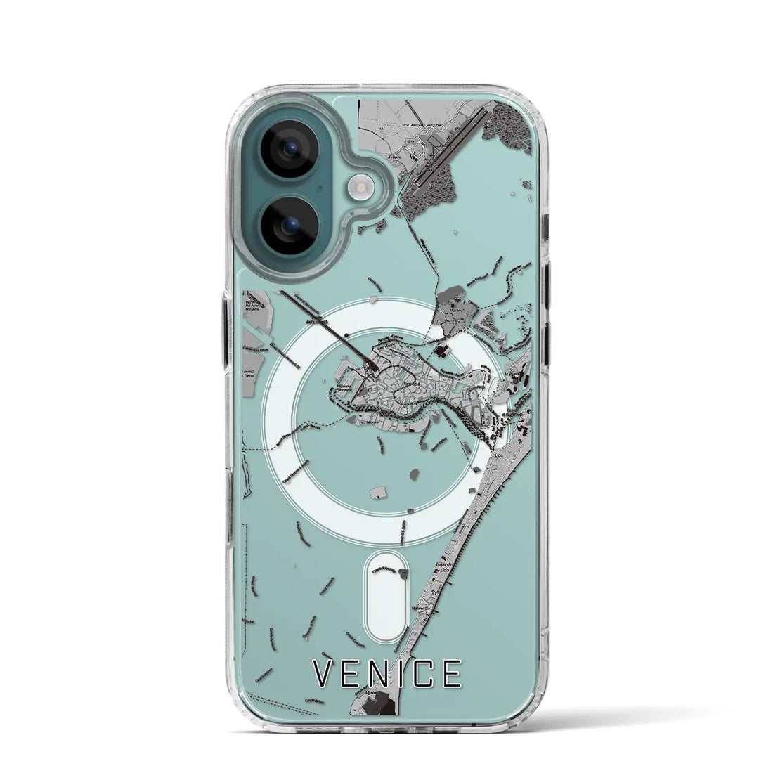 【ヴェネツィア（イタリア）】地図柄iPhoneケース（MagSafeタイプ）モノトーン・iPhone 16 Pro 用