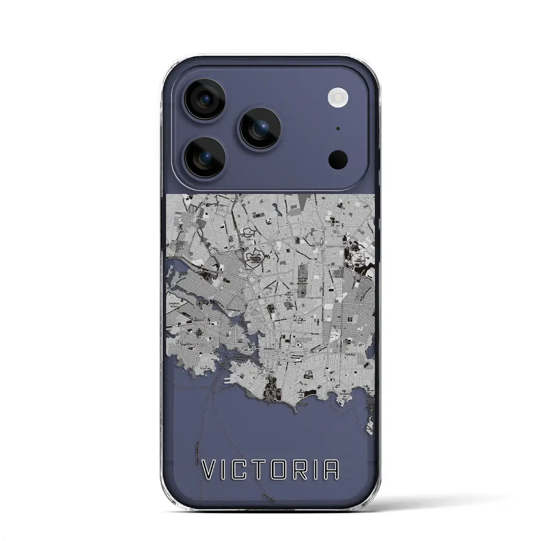 【ビクトリア（カナダ）】地図柄iPhoneケース（クリアタイプ）モノトーン・iPhone 17 Pro Max 用