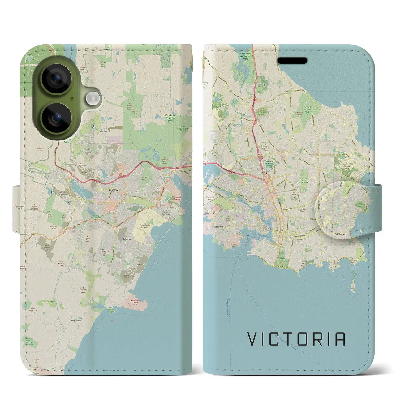 【ビクトリア（カナダ）】地図柄iPhoneケース（手帳タイプ）