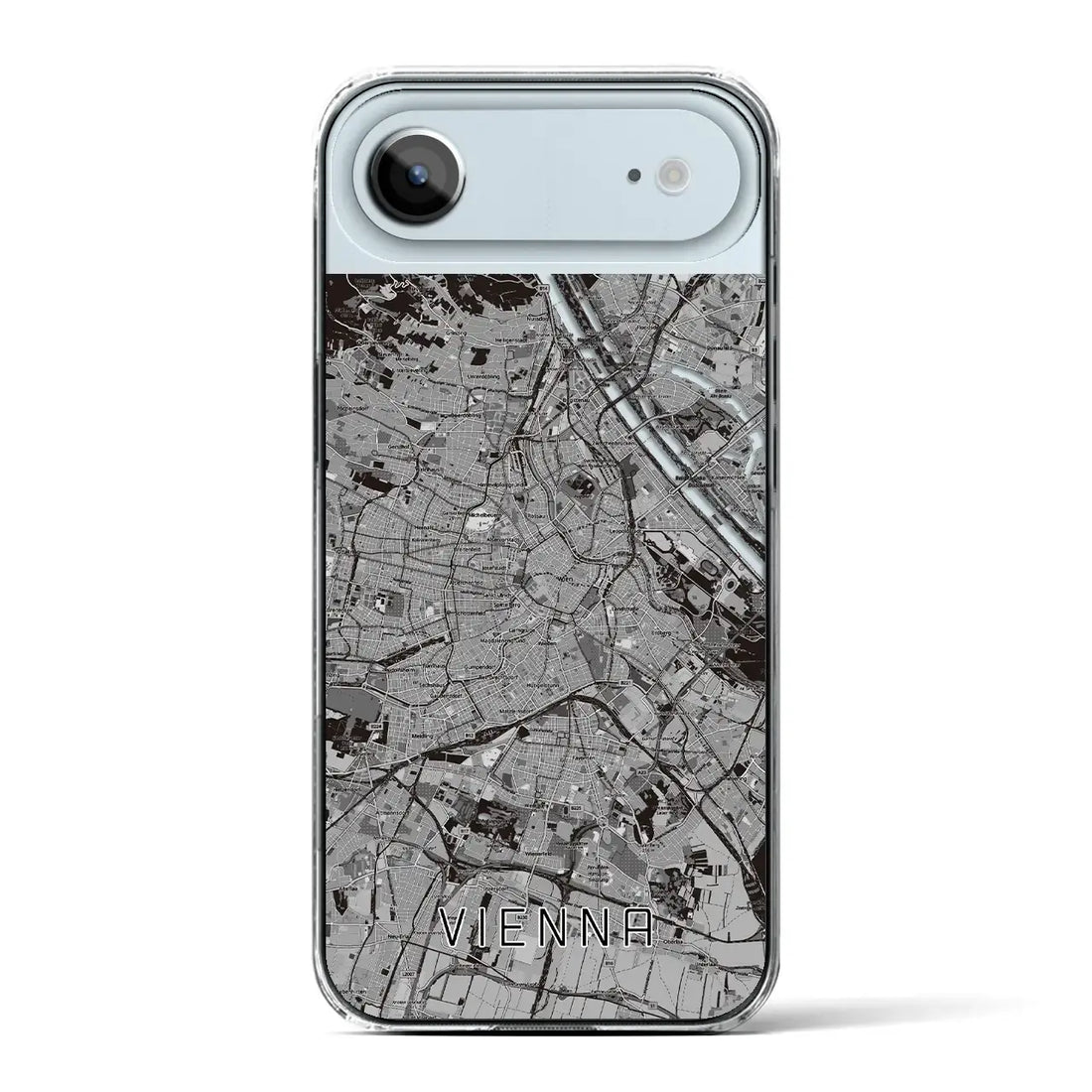 【ウィーン（オーストリア）】地図柄iPhoneケース（クリアタイプ）モノトーン・iPhone 17 Pro Max 用