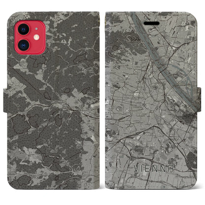 【ウィーン（オーストリア）】地図柄iPhoneケース（手帳タイプ）モノトーン・iPhone 11 用