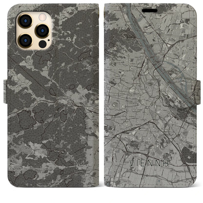 【ウィーン（オーストリア）】地図柄iPhoneケース（手帳タイプ）モノトーン・iPhone 12 Pro Max 用