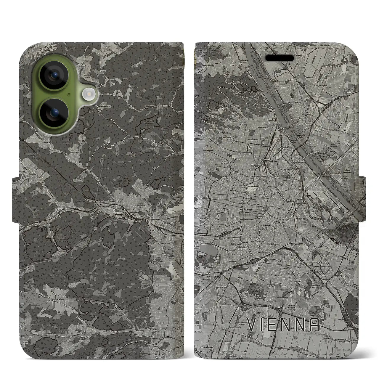 【ウィーン（オーストリア）】地図柄iPhoneケース（手帳タイプ）