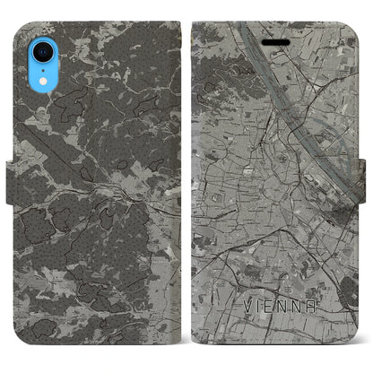 【ウィーン（オーストリア）】地図柄iPhoneケース（手帳タイプ）モノトーン・iPhone XR 用