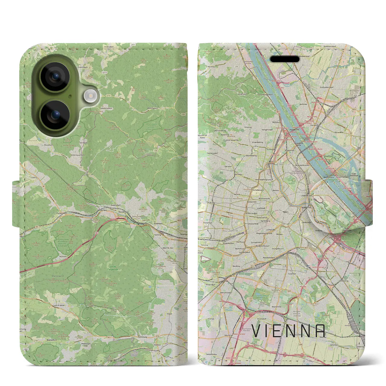 【ウィーン（オーストリア）】地図柄iPhoneケース（手帳タイプ）