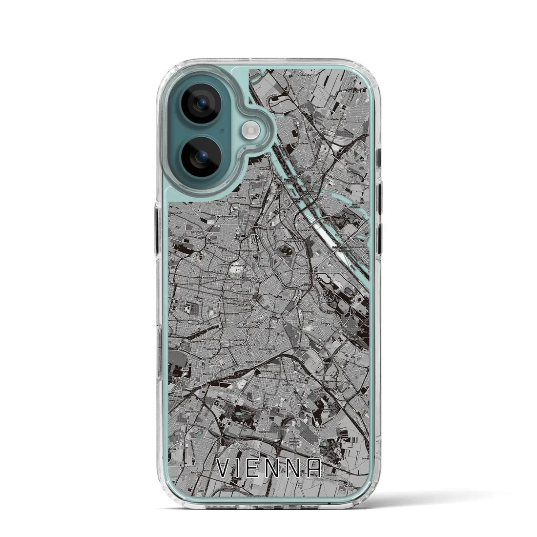 【ウィーン（オーストリア）】地図柄iPhoneケース（MagSafeタイプ）モノトーン・iPhone 16 Pro 用