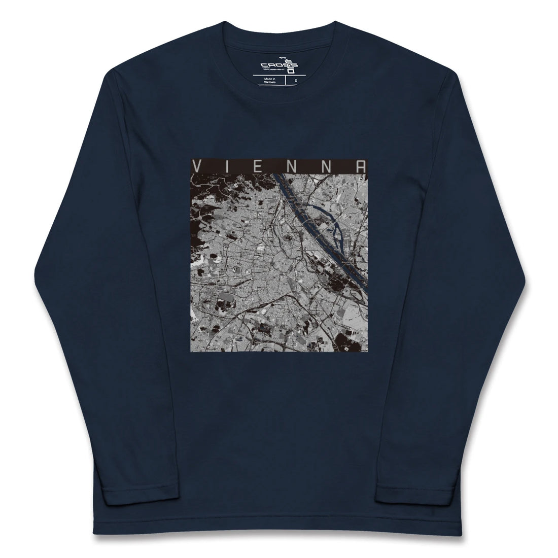 【ウィーン（オーストリア）】地図柄ロングスリーブTシャツ