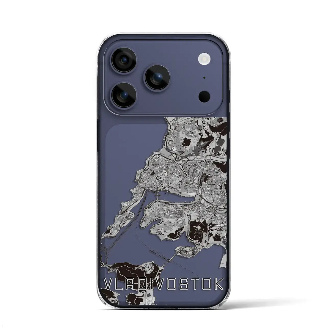 【ウラジオストク（ロシア）】地図柄iPhoneケース（クリアタイプ）モノトーン・iPhone 17 Pro Max 用