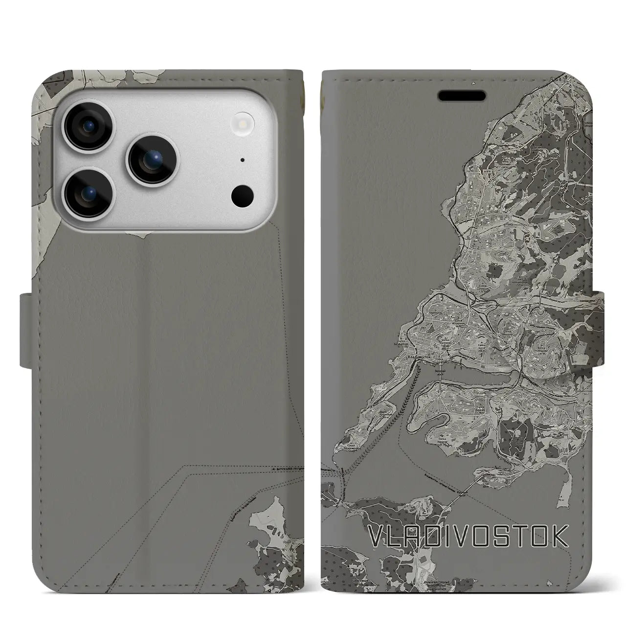 【ウラジオストク（ロシア）】地図柄iPhoneケース（手帳タイプ）