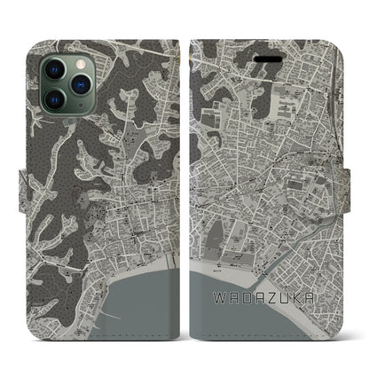 【和田塚（神奈川県）】地図柄iPhoneケース（手帳タイプ）モノトーン・iPhone 11 Pro 用