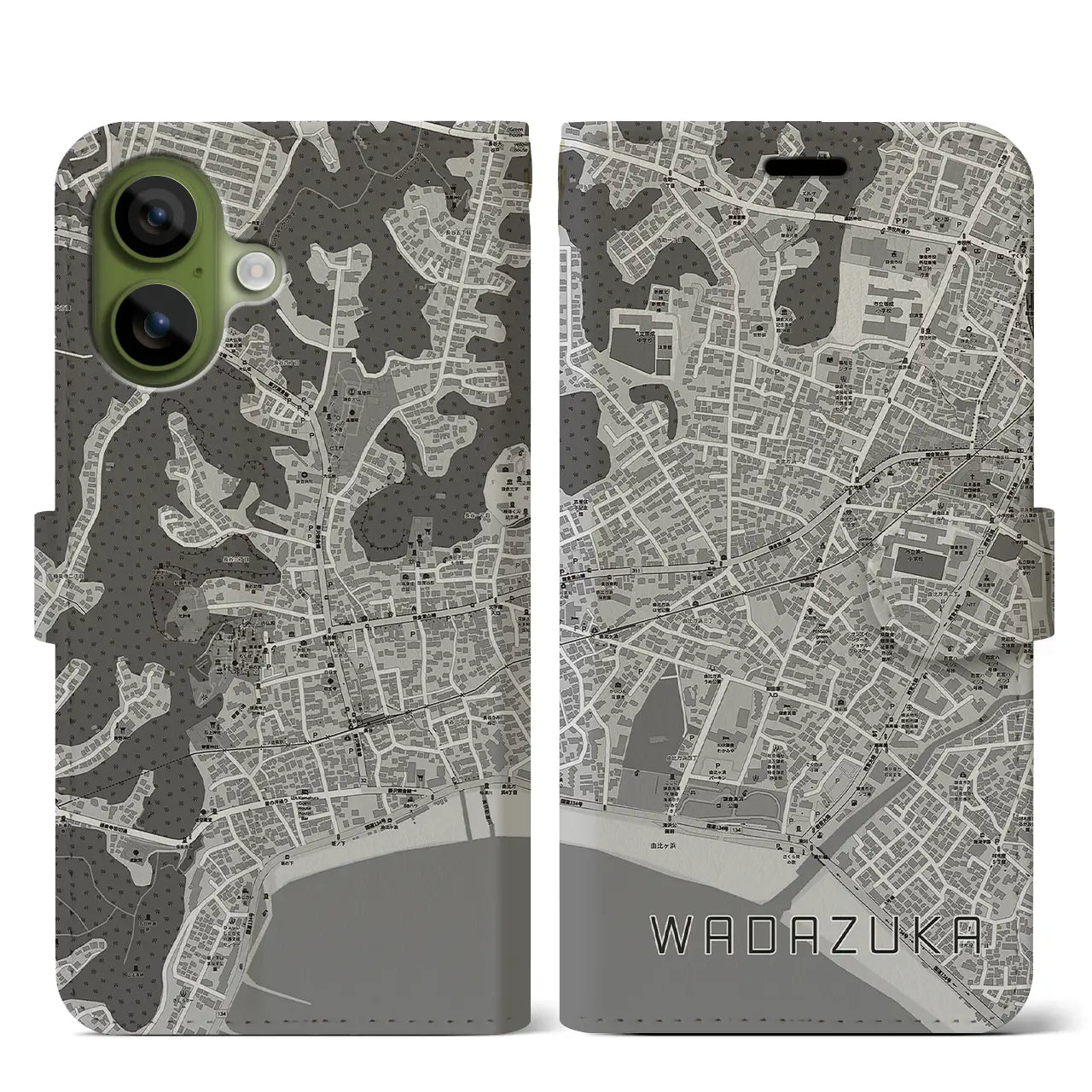 【和田塚（神奈川県）】地図柄iPhoneケース（手帳タイプ）