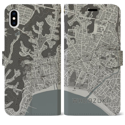 【和田塚（神奈川県）】地図柄iPhoneケース（手帳タイプ）モノトーン・iPhone XS Max 用