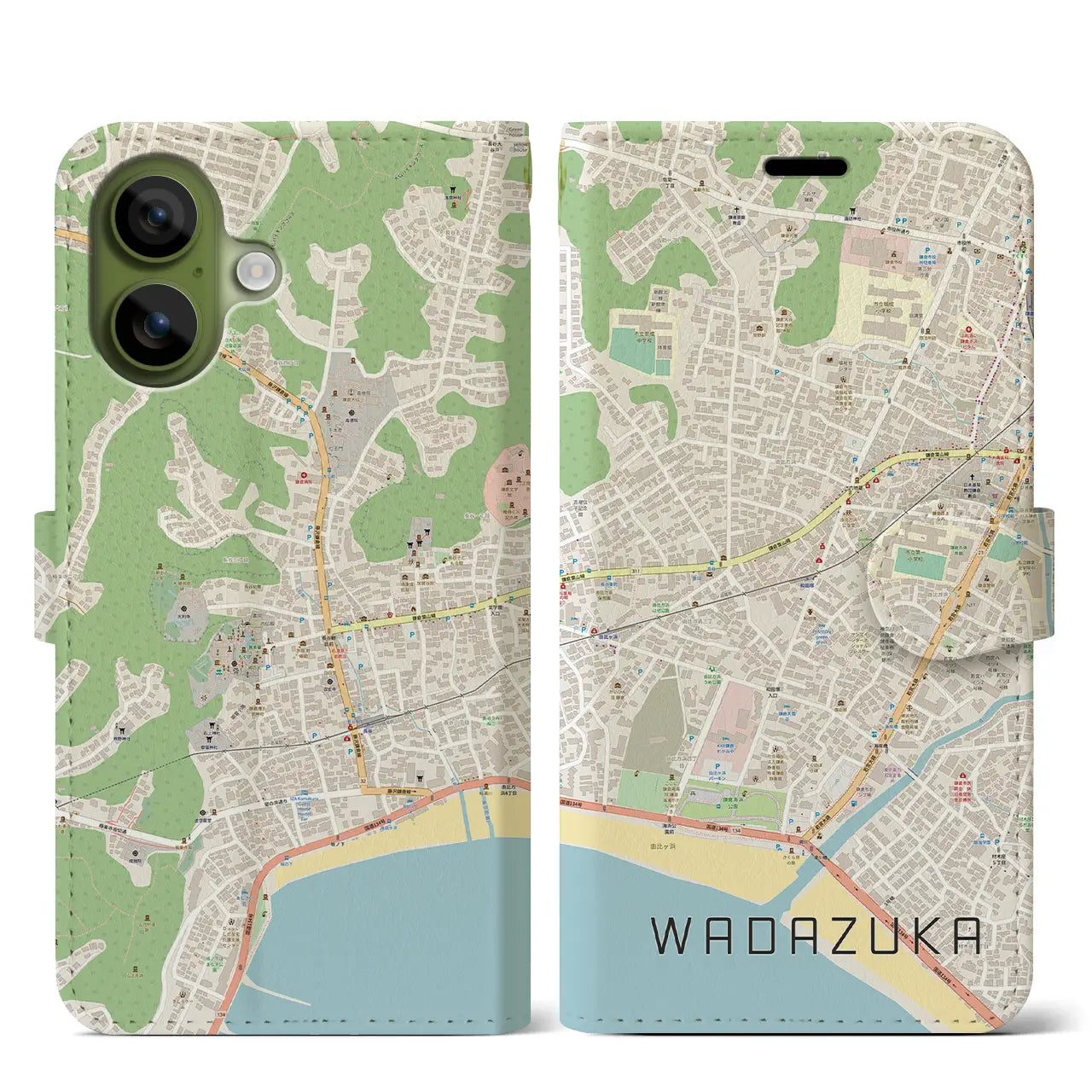 【和田塚（神奈川県）】地図柄iPhoneケース（手帳タイプ）