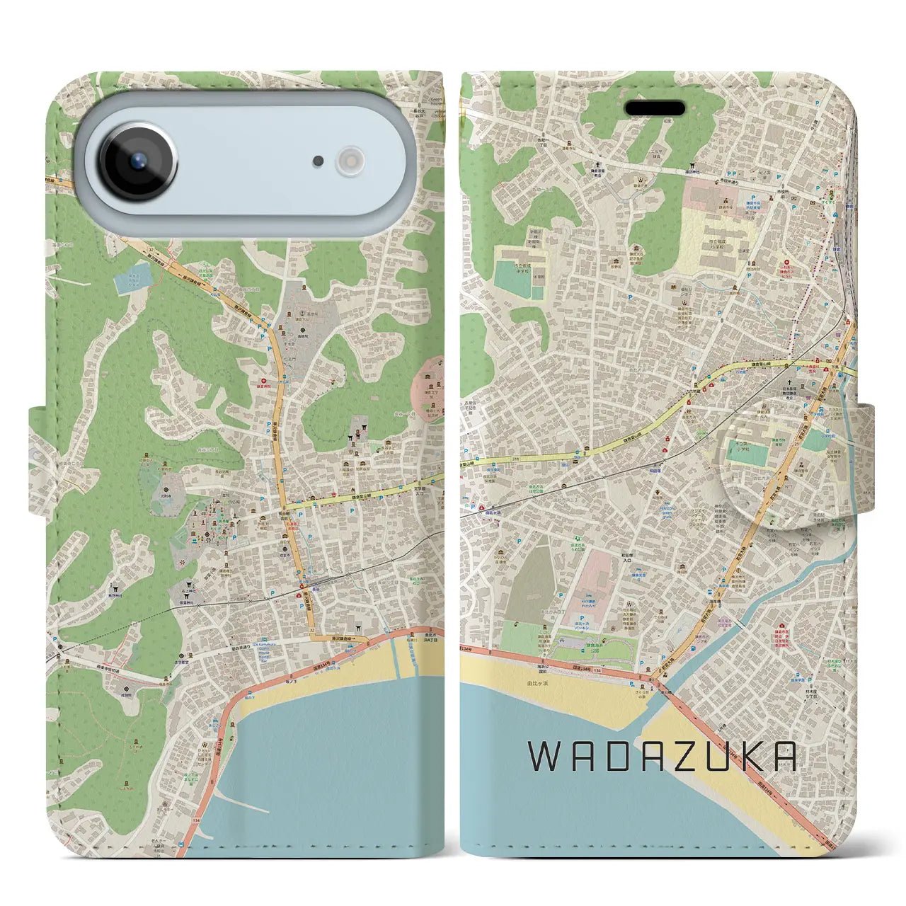 【和田塚（神奈川県）】地図柄iPhoneケース（手帳タイプ）