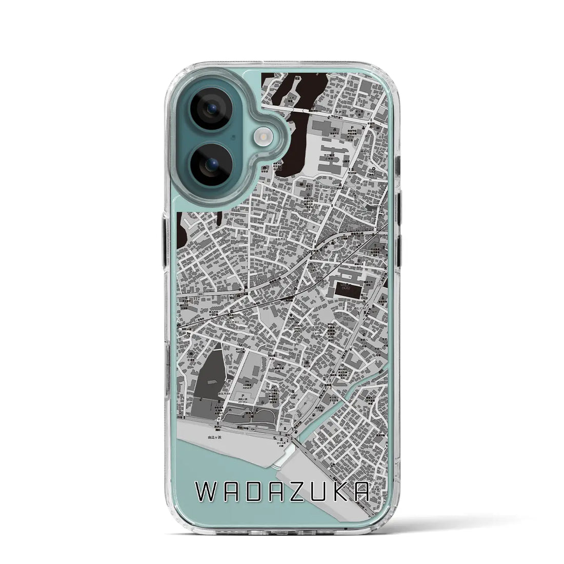 【和田塚(神奈川県)】地図柄iPhoneケース(MagSafeタイプ)モノトーン・iPhone 16 Pro 用