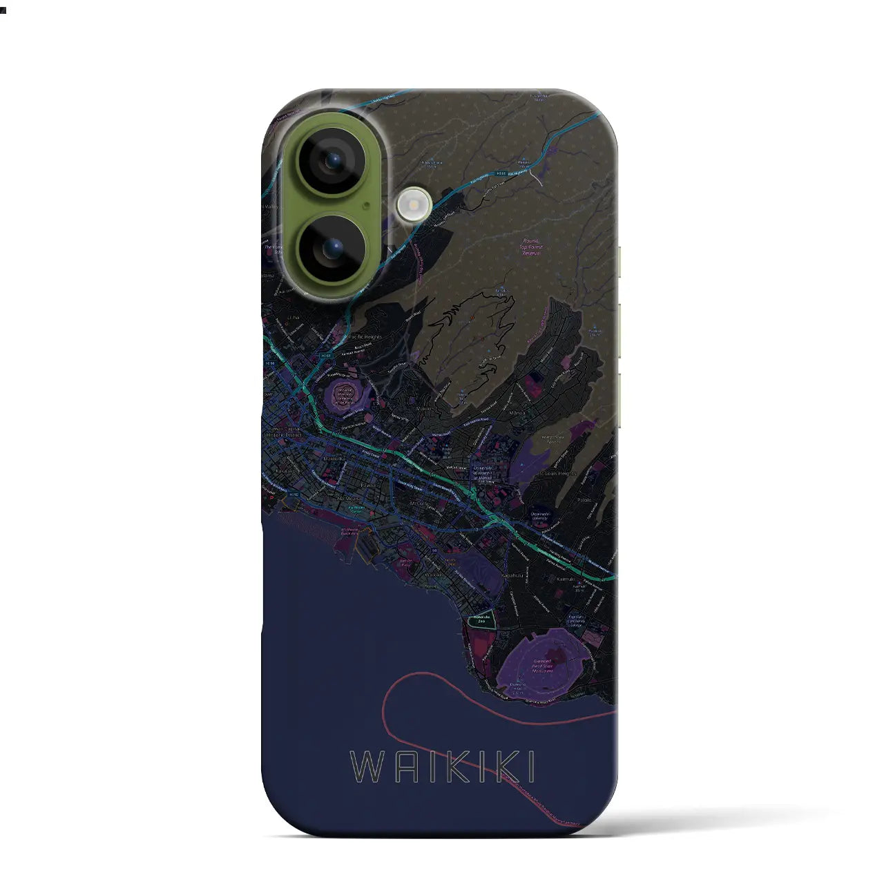 【ワイキキ2（アメリカ）】地図柄iPhoneケース（バックカバータイプ）