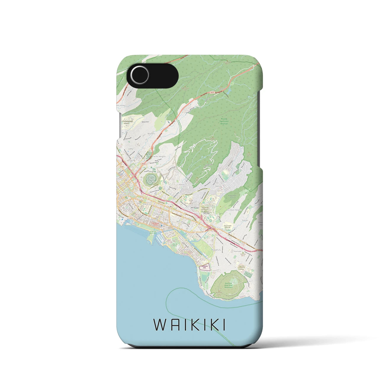 【ワイキキ2（アメリカ）】地図柄iPhoneケース（バックカバータイプ）