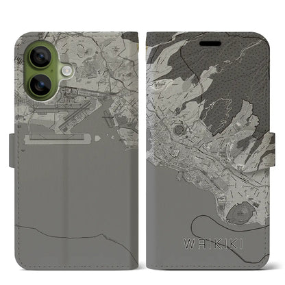 【ワイキキ2（アメリカ）】地図柄iPhoneケース（手帳タイプ）