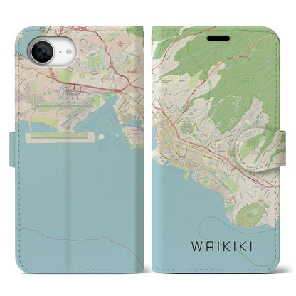 【ワイキキ2（アメリカ）】地図柄iPhoneケース（手帳タイプ）