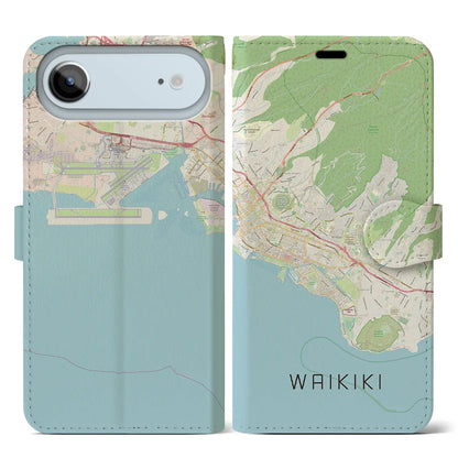【ワイキキ2（アメリカ）】地図柄iPhoneケース（手帳タイプ）