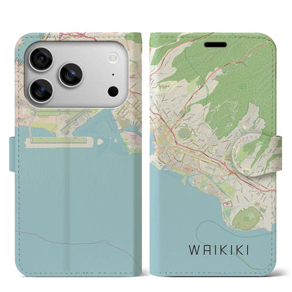 【ワイキキ2（アメリカ）】地図柄iPhoneケース（手帳タイプ）