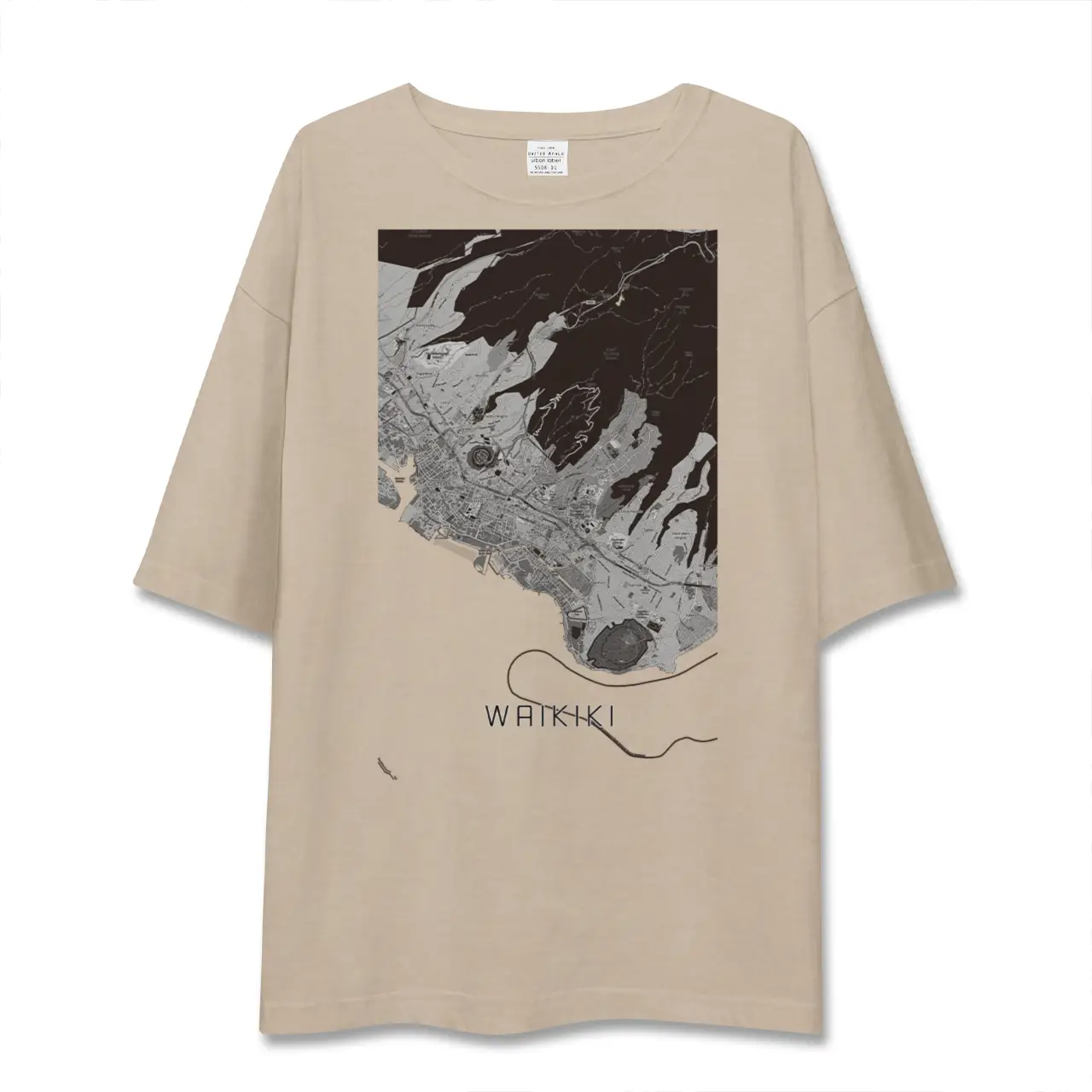 【ワイキキ2（アメリカ）】地図柄ビッグシルエットTシャツ