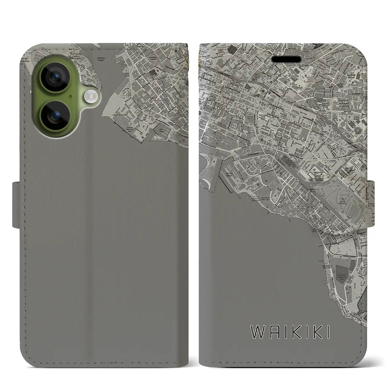 【ワイキキ（アメリカ）】地図柄iPhoneケース（手帳タイプ）