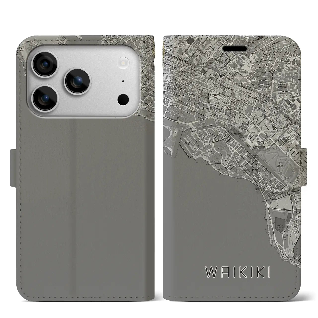 【ワイキキ（アメリカ）】地図柄iPhoneケース（手帳タイプ）