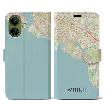 【ワイキキ（アメリカ）】地図柄iPhoneケース（手帳タイプ）