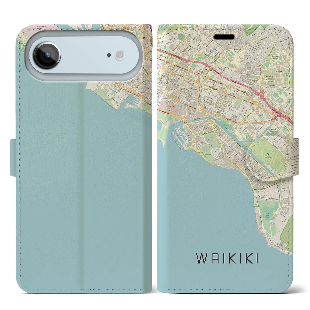 【ワイキキ（アメリカ）】地図柄iPhoneケース（手帳タイプ）