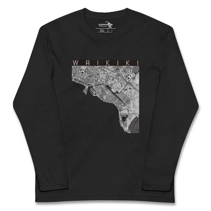 【ワイキキ（アメリカ）】地図柄ロングスリーブTシャツ