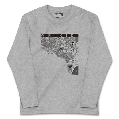 【ワイキキ（アメリカ）】地図柄ロングスリーブTシャツ