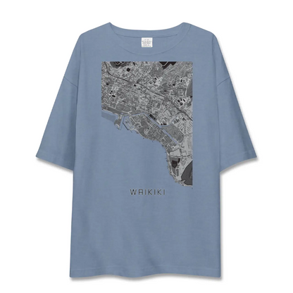 【ワイキキ（アメリカ）】地図柄ビッグシルエットTシャツ