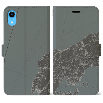 【輪島（石川県）】地図柄iPhoneケース（手帳タイプ）モノトーン・iPhone XR 用