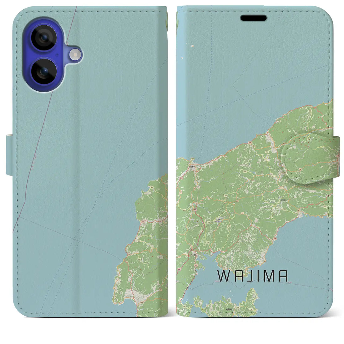 【輪島(石川県)】地図柄iPhoneケース(手帳タイプ)ナチュラル・iPhone 16 Pro Max 用