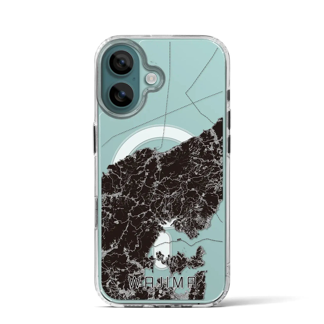 【輪島(石川県)】地図柄iPhoneケース(MagSafeタイプ)モノトーン・iPhone 16 Pro 用