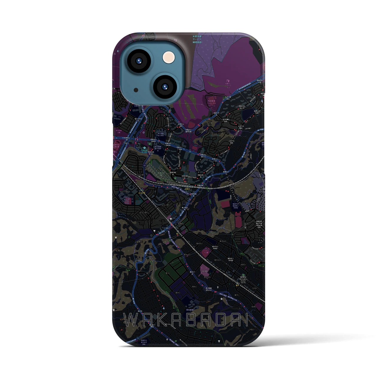 【若葉台（神奈川県）】地図柄iPhoneケース（バックカバータイプ）