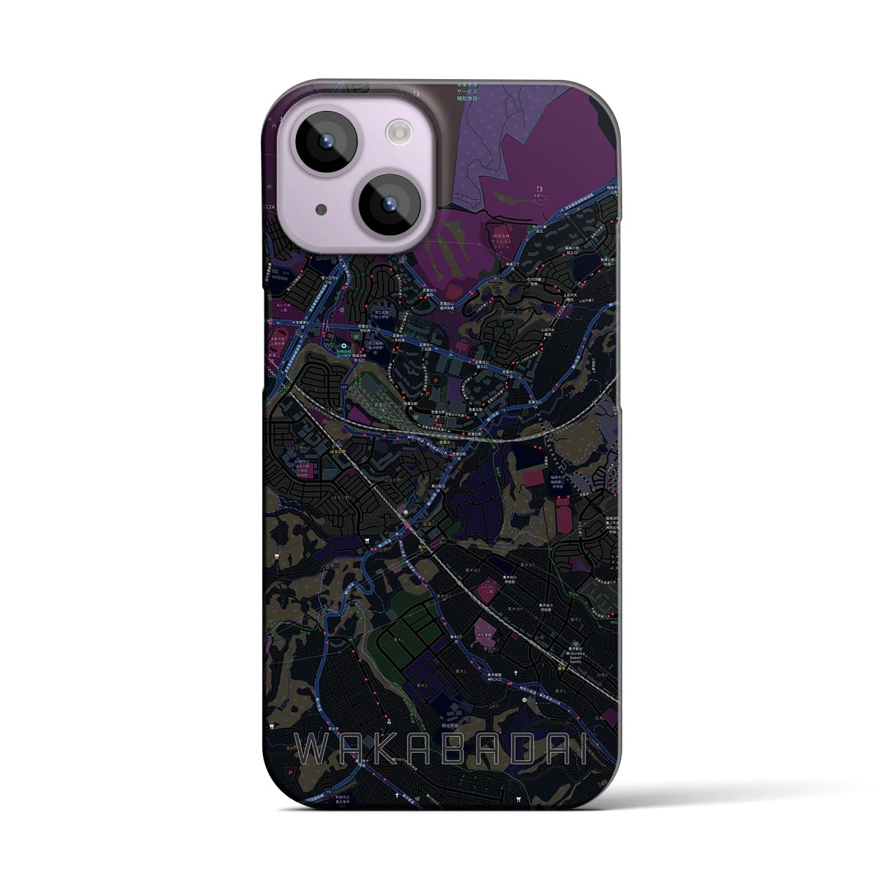 【若葉台（神奈川県）】地図柄iPhoneケース（バックカバータイプ）