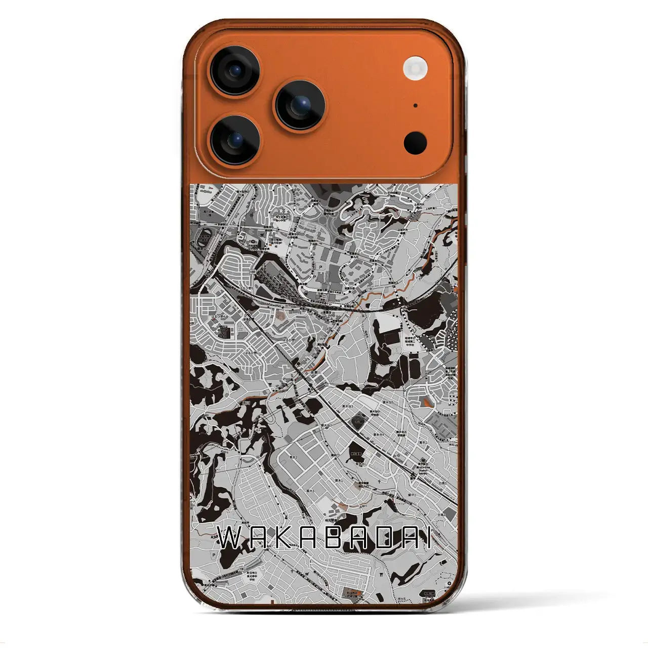 【若葉台（神奈川県）】地図柄iPhoneケース（クリアタイプ）モノトーン・iPhone 17 Pro Max 用