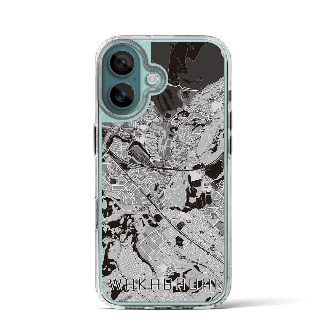 【若葉台(神奈川県)】地図柄iPhoneケース(MagSafeタイプ)モノトーン・iPhone 16 Pro 用