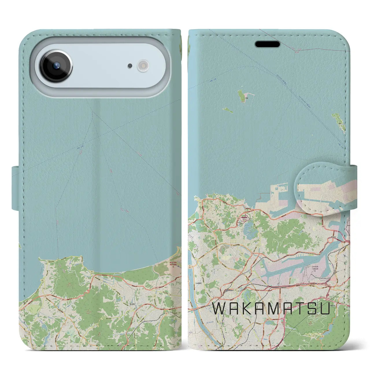 【若松（福岡県）】地図柄iPhoneケース（手帳タイプ）