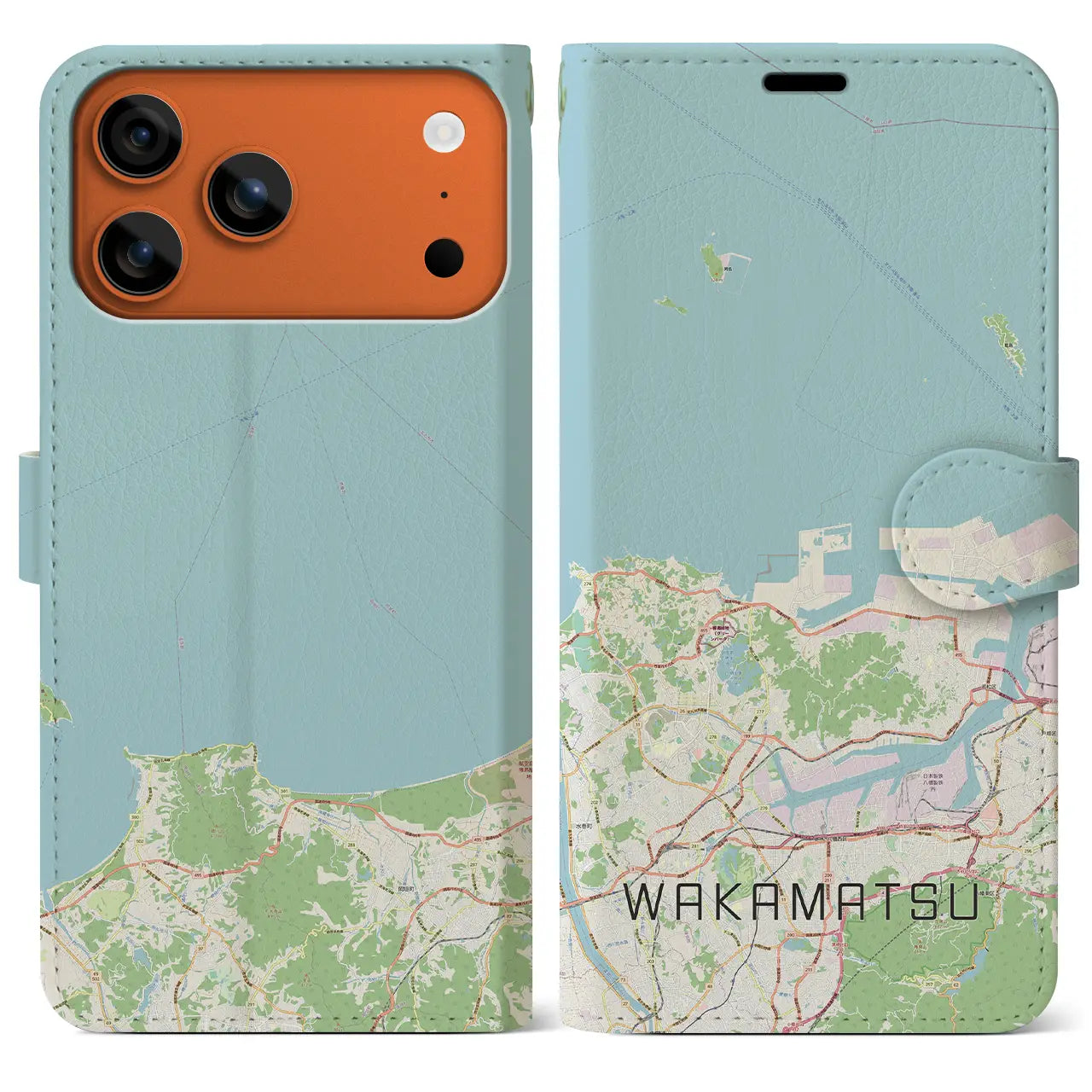 【若松（福岡県）】地図柄iPhoneケース（手帳タイプ）