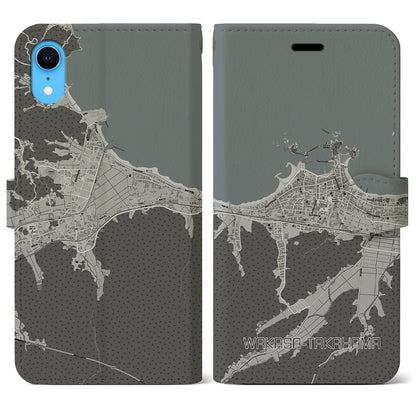 【若狭高浜（福井県）】地図柄iPhoneケース（手帳タイプ）モノトーン・iPhone XR 用