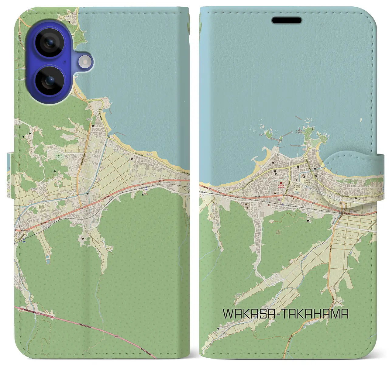 【若狭高浜（福井県）】地図柄iPhoneケース（手帳タイプ）ナチュラル・iPhone 16 Pro Max 用