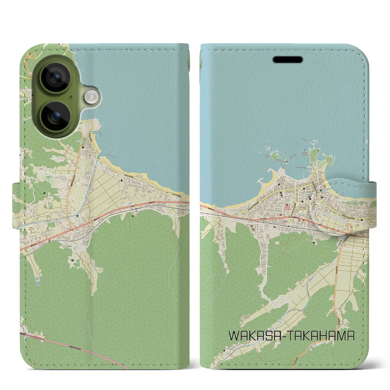 【若狭高浜（福井県）】地図柄iPhoneケース（手帳タイプ）