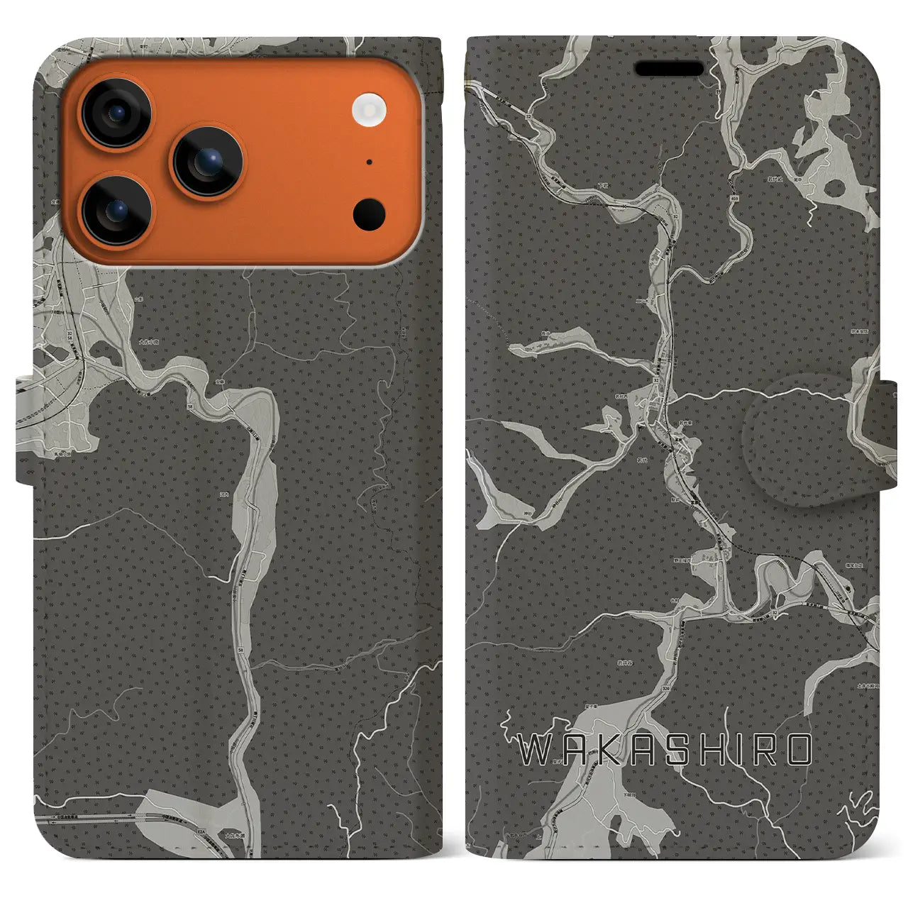 【若代（岡山県）】地図柄iPhoneケース（手帳タイプ）