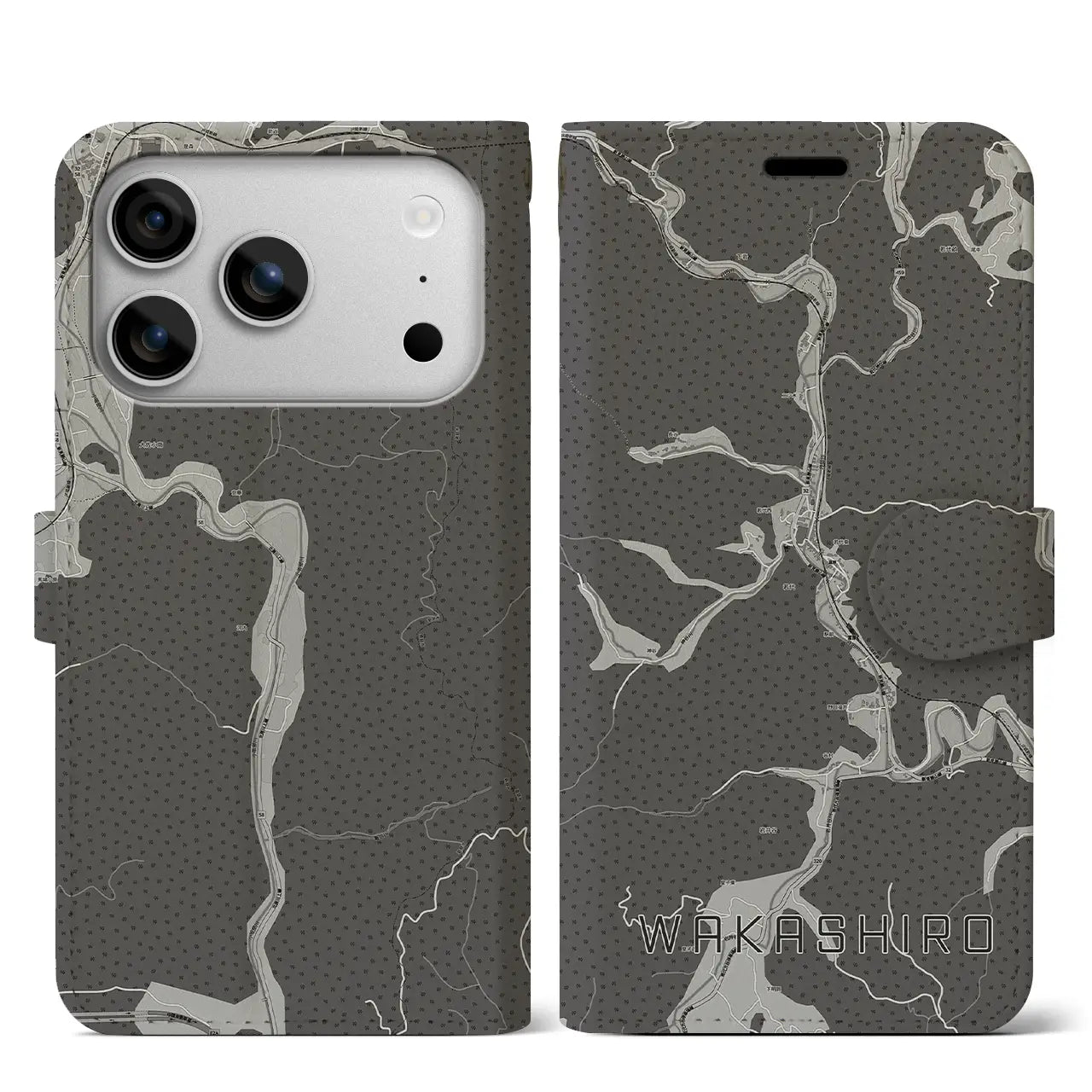 【若代（岡山県）】地図柄iPhoneケース（手帳タイプ）